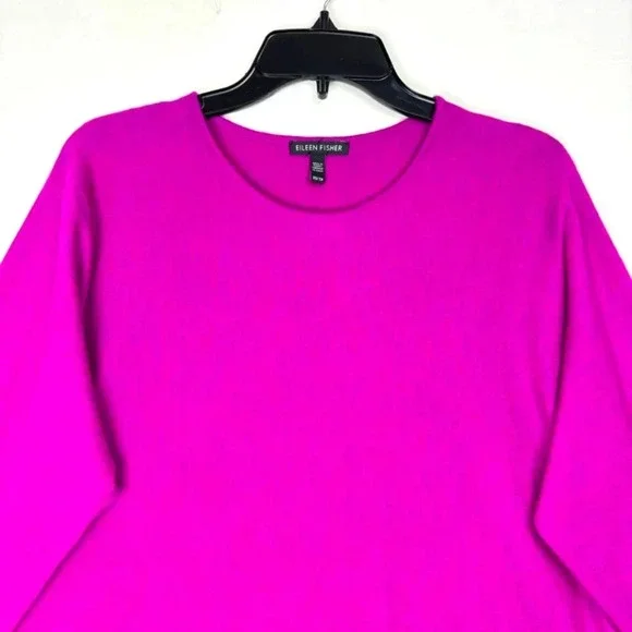 Eileen Fisher 100% Cashmere Soft Lightweight Sweater Top Pink Barbie Women's XS - Picture 9 of 16